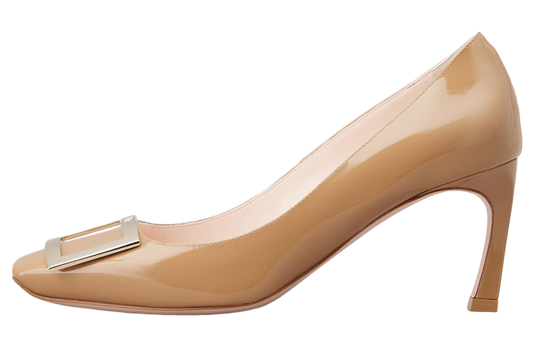 (W) Roger Vivier Patent Leather High Heels 7cm 'Metal Buckle Brown'