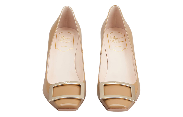 Shop (W) Roger Vivier 漆皮高跟鞋7厘米'金属扣褐色' RVW40015280D1PS014