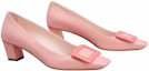Order (W) Roger Vivier Kulit Patent Tumit Rendah Bertapak Blok 'Pink' RVW00600921D1P1J93