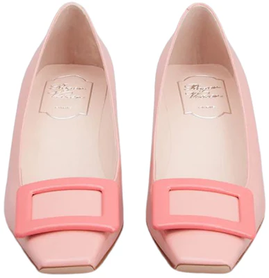 (W) Roger Vivier Kulit Patent Tumit Rendah Bertapak Blok 'Pink' RVW00600921D1P1J93 Lookbook (W) Roger Vivier Kulit Patent Tumit Rendah Bertapak Blok 'Pink' RVW00600921D1P1J93