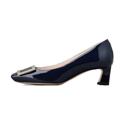 (W) Roger Vivier Patent Leather Mule 4.5cm Heel 'Navy Blue'