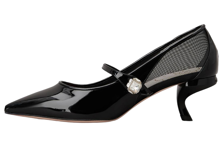 Buy (W) Roger Vivier Kulit Patent Tumit Tinggi Runcing 'Hitam' RVW63834660J9UB999