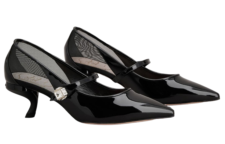Order (W) Roger Vivier Kulit Patent Tumit Tinggi Runcing 'Hitam' RVW63834660J9UB999