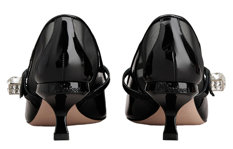 Shop (W) Roger Vivier Kulit Patent Tumit Tinggi Runcing 'Hitam' RVW63834660J9UB999