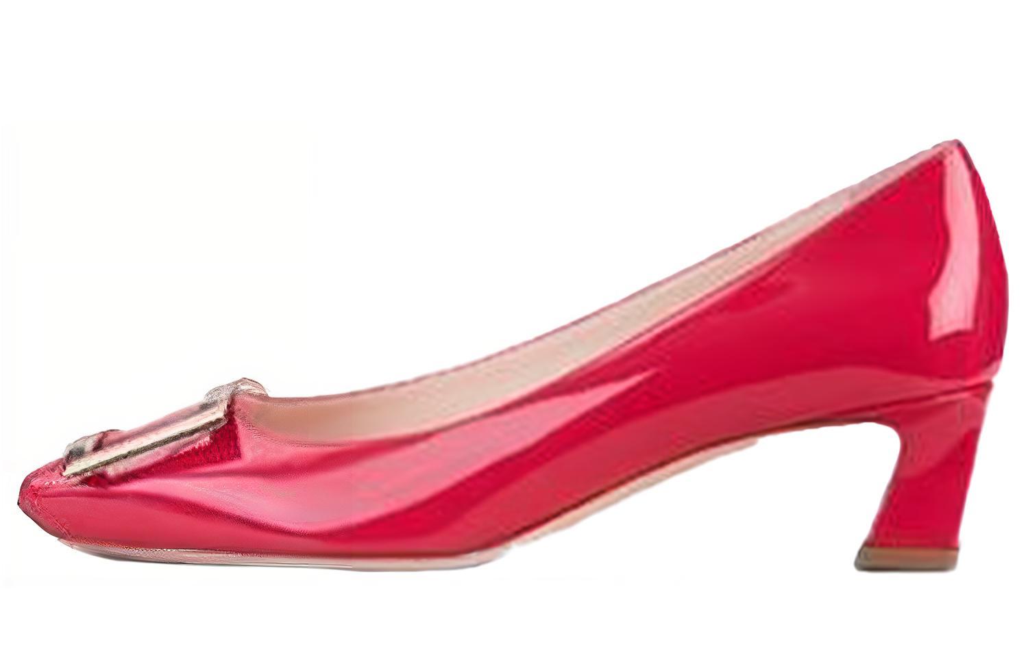 (W) Roger Vivier Patent Leather Pumps 'Metallic Buckle Fuchsia'
