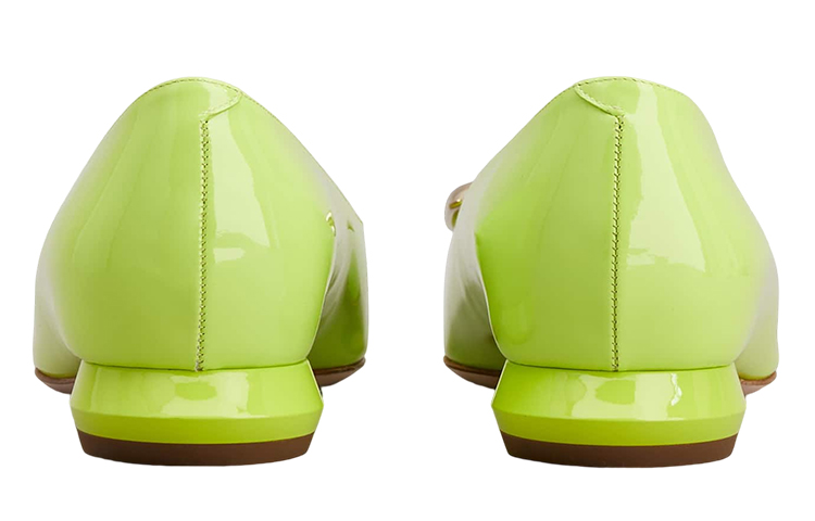 (W) Roger Vivier Patent Leather Square-Toe Flats 'Green Metal Buckle' 圖 4