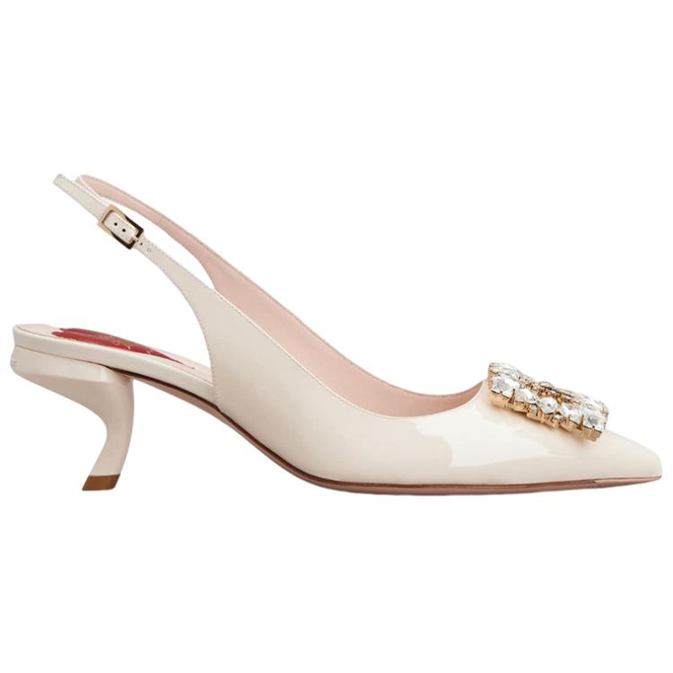 (W) Roger Vivier Patent Leather White 'Crystal Buckle Stiletto' 圖 2