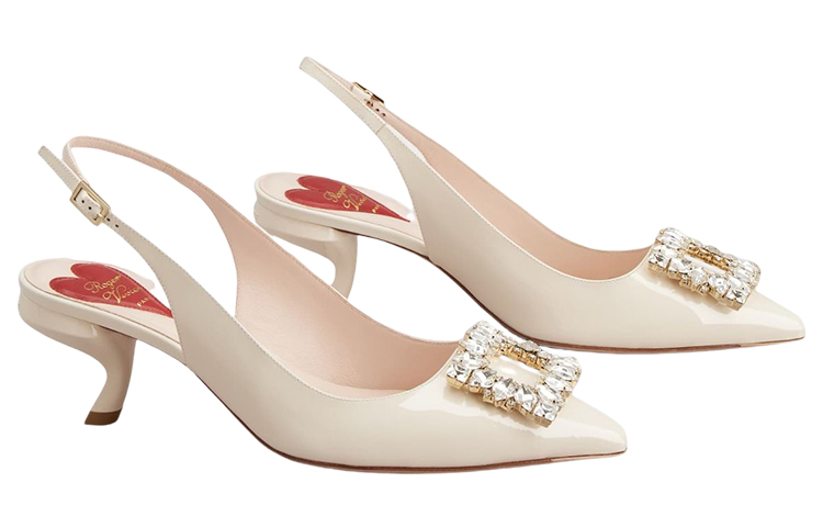 (W) Roger Vivier Patent Leather White 'Crystal Buckle Stiletto' 圖 3