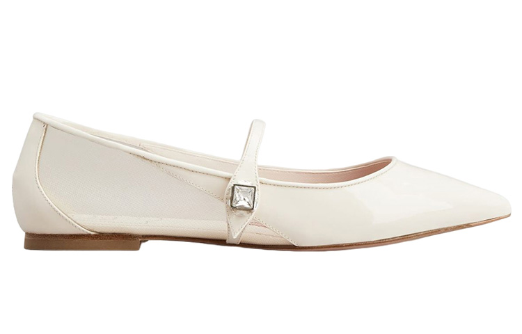 (W) Roger Vivier Patent Pointed Toe Ballet Flats 'White' 圖 2