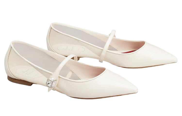 (W) Roger Vivier Patent Pointed Toe Ballet Flats 'White' 圖 3