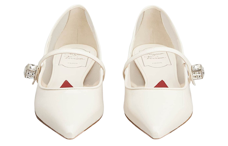 (W) Roger Vivier Patent Pointed Toe Ballet Flats 'White' 圖 4
