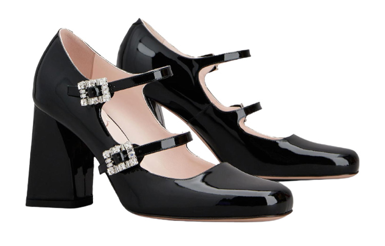 Order (Women) Roger Vivier Patent Round-Toe Buckle Mary Jane 8.5cm 'Black' RVW52235690D1PB999