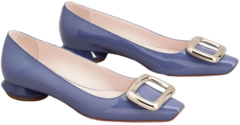 (W) Roger Vivier Kasut Rata Hujung Persegi Bercangkuk Logam 'Biru' RVW65032180D1PU822 Lookbook (W) Roger Vivier Kasut Rata Hujung Persegi Bercangkuk Logam 'Biru' RVW65032180D1PU822
