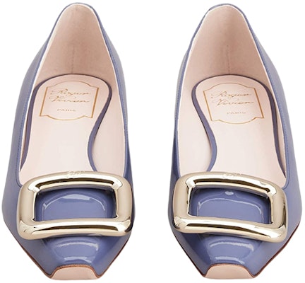 (W) Roger Vivier Kasut Rata Hujung Persegi Bercangkuk Logam 'Biru' RVW65032180D1PU822 Shop (W) Roger Vivier Kasut Rata Hujung Persegi Bercangkuk Logam 'Biru' RVW65032180D1PU822