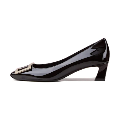 (W) Roger Vivier Patent Square-Toe Slip-On Block Heel 'Black'