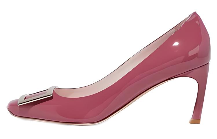 (Women) Roger Vivier Patent Square-Toe Slip-On Stiletto Heels 'Pink' RVW40015280D1PM806