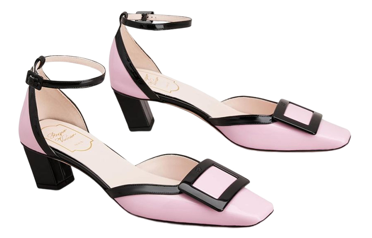 (W) Roger Vivier Patent Square Toe Chunky Mid Heel 'Pink' 圖 2