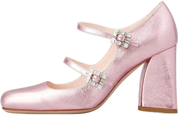 (Women) Roger Vivier Pink Leather Mary Jane Block Heels 8cm Fashionable Design RVW52235690T0HL203 Buy (Women) Roger Vivier Pink Leather Mary Jane Block Heels 8cm Fashionable Design RVW52235690T0HL203
