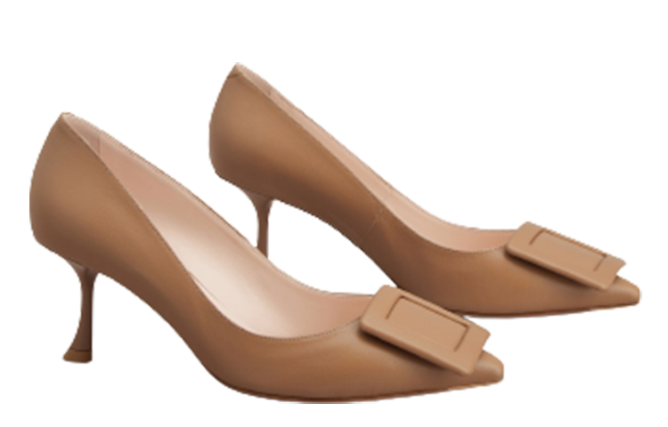 Order (W) Roger Vivier Kasut Tumit Tinggi Slip-On Hujung Runcing 'Kulit Kuning' RVW61830690NK0S014