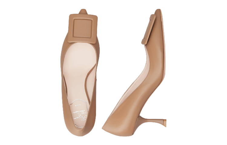 Shop (W) Roger Vivier Kasut Tumit Tinggi Slip-On Hujung Runcing 'Kulit Kuning' RVW61830690NK0S014