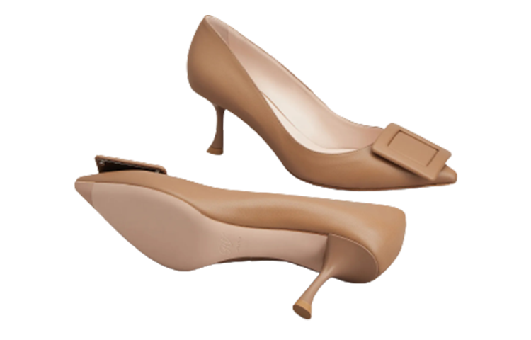 Purchase (W) Roger Vivier Kasut Tumit Tinggi Slip-On Hujung Runcing 'Kulit Kuning' RVW61830690NK0S014