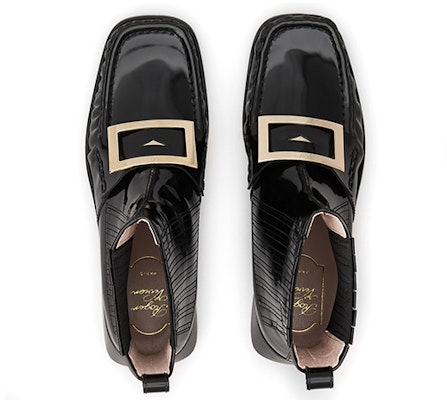 (W) Roger Vivier Preppy Viv 'Boot Chelsea Hitam dengan Buckle Logam' RVW63331250QJB034C Shop (W) Roger Vivier Preppy Viv 'Boot Chelsea Hitam dengan Buckle Logam' RVW63331250QJB034C