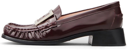 (Women) Roger Vivier Preppy Viv 'Burgundy Patent Leather with Metallic Buckle' RVW63331230QJB1T68 (Women) Roger Vivier Preppy Viv 'Burgundy Patent Leather with Metallic Buckle' RVW63331230QJB1T68