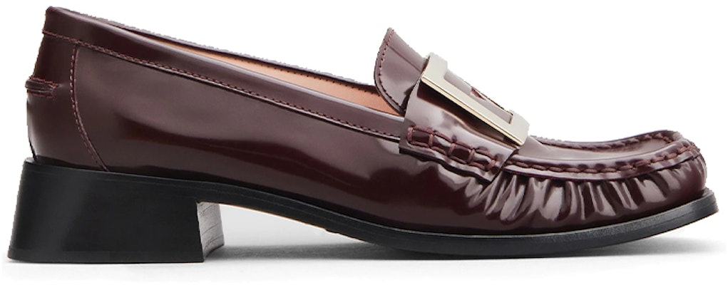 (W) Roger Vivier Preppy Viv 'Kulit Burgundy Patent dengan Gesper Metalik' RVW63331230QJB1T68 Order (W) Roger Vivier Preppy Viv 'Kulit Burgundy Patent dengan Gesper Metalik' RVW63331230QJB1T68