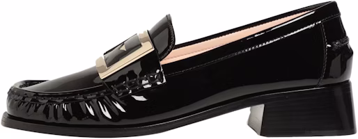 (Women) Roger Vivier Preppy Viv 'Glossy Black with Metal Buckle' RVW63331230E9H034C (Women) Roger Vivier Preppy Viv 'Glossy Black with Metal Buckle' RVW63331230E9H034C