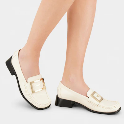 (W) Roger Vivier Preppy Viv 'Mocasín Beige Silenciado con Hebilla Metálica' RVW63331230E9H0ZF0 Purchase (W) Roger Vivier Preppy Viv 'Mocasín Beige Silenciado con Hebilla Metálica' RVW63331230E9H0ZF0