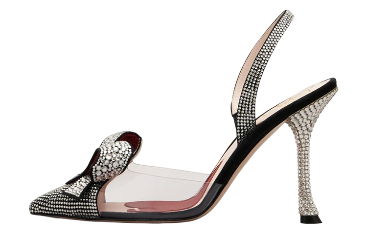 (Women) Roger Vivier PVC 'Crystal Embellished Bow Black Stiletto' RVW538334006Q251A3