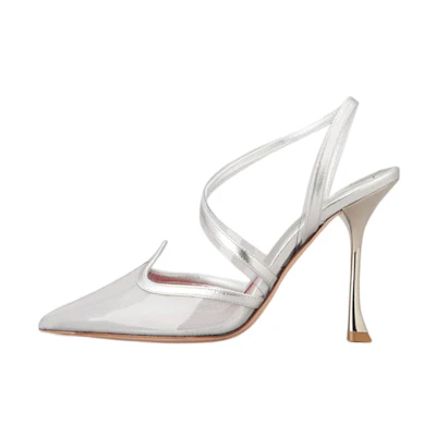 (W) Roger Vivier PVC Pointed Toe 'Silver Stiletto'
