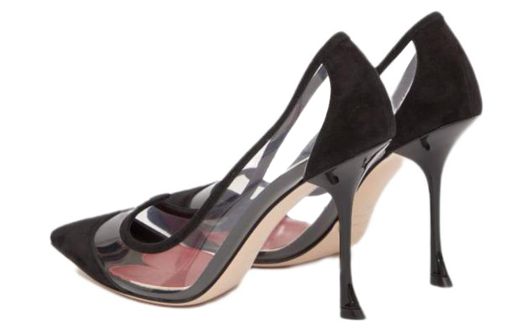 (W) Roger Vivier PVC Velvet Slip-On Black 'Fashion Stiletto High Heel' 圖 3