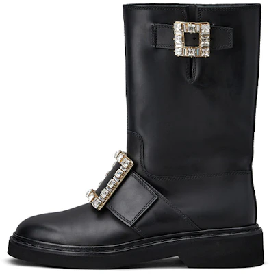 羅傑·維維亞皮革鑽扣短靴女款黑色 Buy 羅傑·維維亞皮革鑽扣短靴女款黑色