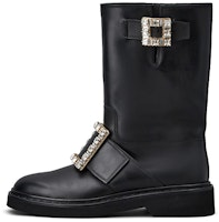 (Women) Roger Vivier Rangers Black 'Leather Crystal Buckle' RVW54833760QGWB999 (Women) Roger Vivier Rangers Black 'Leather Crystal Buckle' RVW54833760QGWB999