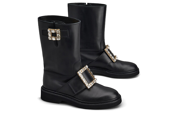(W) Roger Vivier Rangers Black 'Leather Crystal Buckle' 圖 2