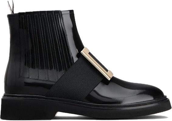 (W) Roger Vivier Rangers Leather 'Metal Buckle Chelsea Boot Hitam' RVW54825170MRKB999 Order (W) Roger Vivier Rangers Leather 'Metal Buckle Chelsea Boot Hitam' RVW54825170MRKB999
