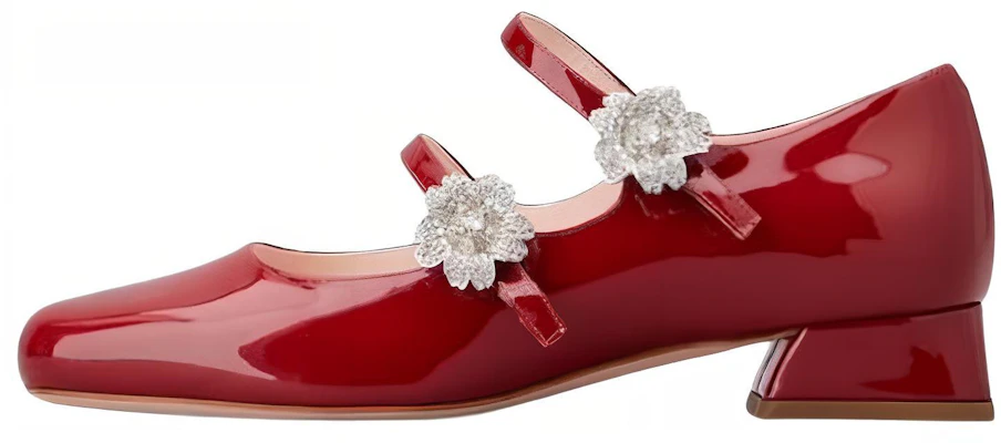 (Women) Roger Vivier Red Leather Mary Jane 2.5cm Block Heels Shoes RVW54038010D1PR406 Buy (Women) Roger Vivier Red Leather Mary Jane 2.5cm Block Heels Shoes RVW54038010D1PR406