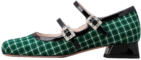 (Women) Roger Vivier Round Toe Buckle Mary Jane 2.5cm 'Black Green' RVW54036450SDS0G49 (Women) Roger Vivier Round Toe Buckle Mary Jane 2.5cm 'Black Green' RVW54036450SDS0G49