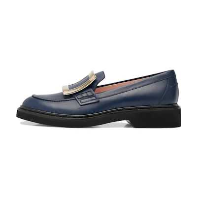 (W) Roger Vivier Round Toe Slip-On Loafers 'Dark Blue'