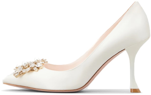 (Women) Roger Vivier RV Bouquet Strass High Heels 'White Satin Pearl Buckle' RVW53031500RS0C001 Buy (Women) Roger Vivier RV Bouquet Strass High Heels 'White Satin Pearl Buckle' RVW53031500RS0C001