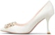 (W) Roger Vivier RV Bouquet Strass Kasut Tumit Tinggi 'Puti Satin Mutiara Gesper' RVW53031500RS0C001