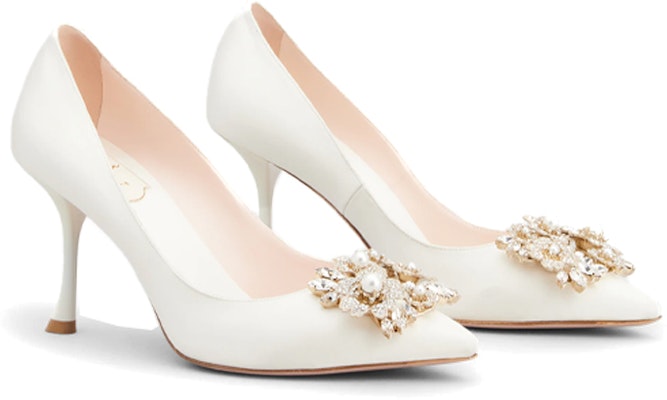 (Women) Roger Vivier RV Bouquet Strass High Heels 'White Satin Pearl Buckle' RVW53031500RS0C001 Lookbook (Women) Roger Vivier RV Bouquet Strass High Heels 'White Satin Pearl Buckle' RVW53031500RS0C001