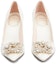 Shop (W) Roger Vivier RV Bouquet Strass Kasut Tumit Tinggi 'Puti Satin Mutiara Gesper' RVW53031500RS0C001