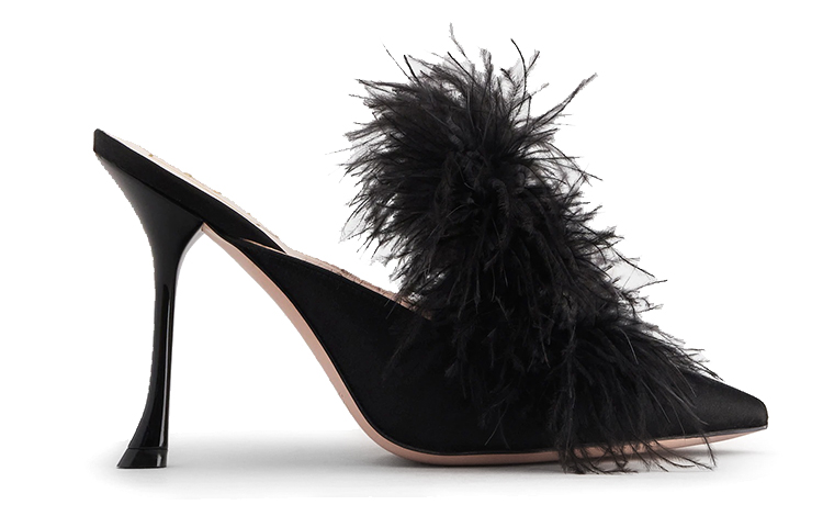 (W) Roger Vivier RV Feathers Satin High Heel 'Black' 圖 2