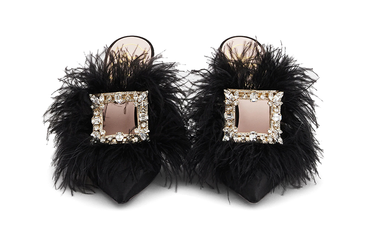 (W) Roger Vivier RV Feathers Satin High Heel 'Black' 圖 3