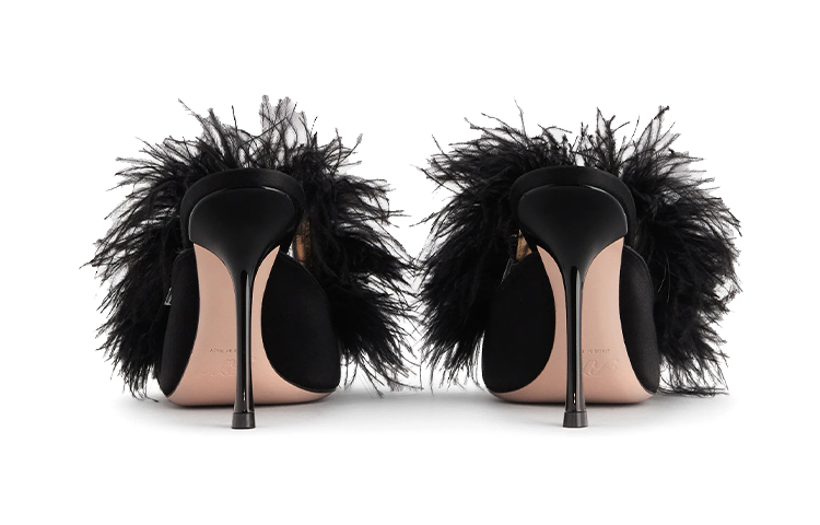 (W) Roger Vivier RV Feathers Satin High Heel 'Black' 圖 4
