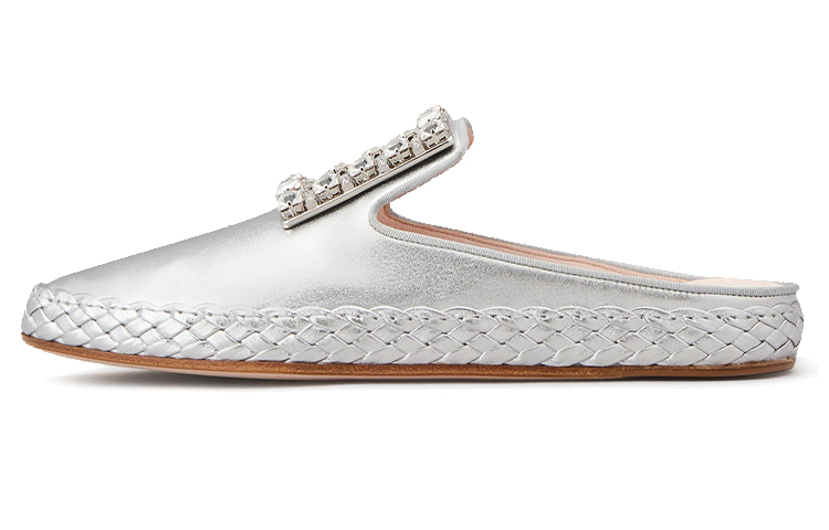 (W) Roger Vivier RV Lounge 'Silver Buckle Velvet'