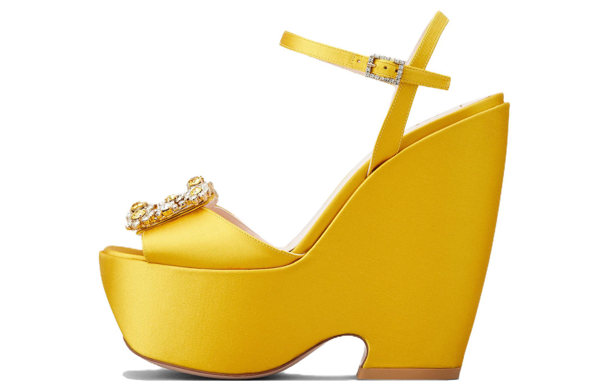 (W) Roger Vivier Satin Buckle Slide 'Yellow'