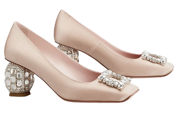 (W) Roger Vivier Satin Crystal Buckle Chunky Heel 'Pink' 圖 2